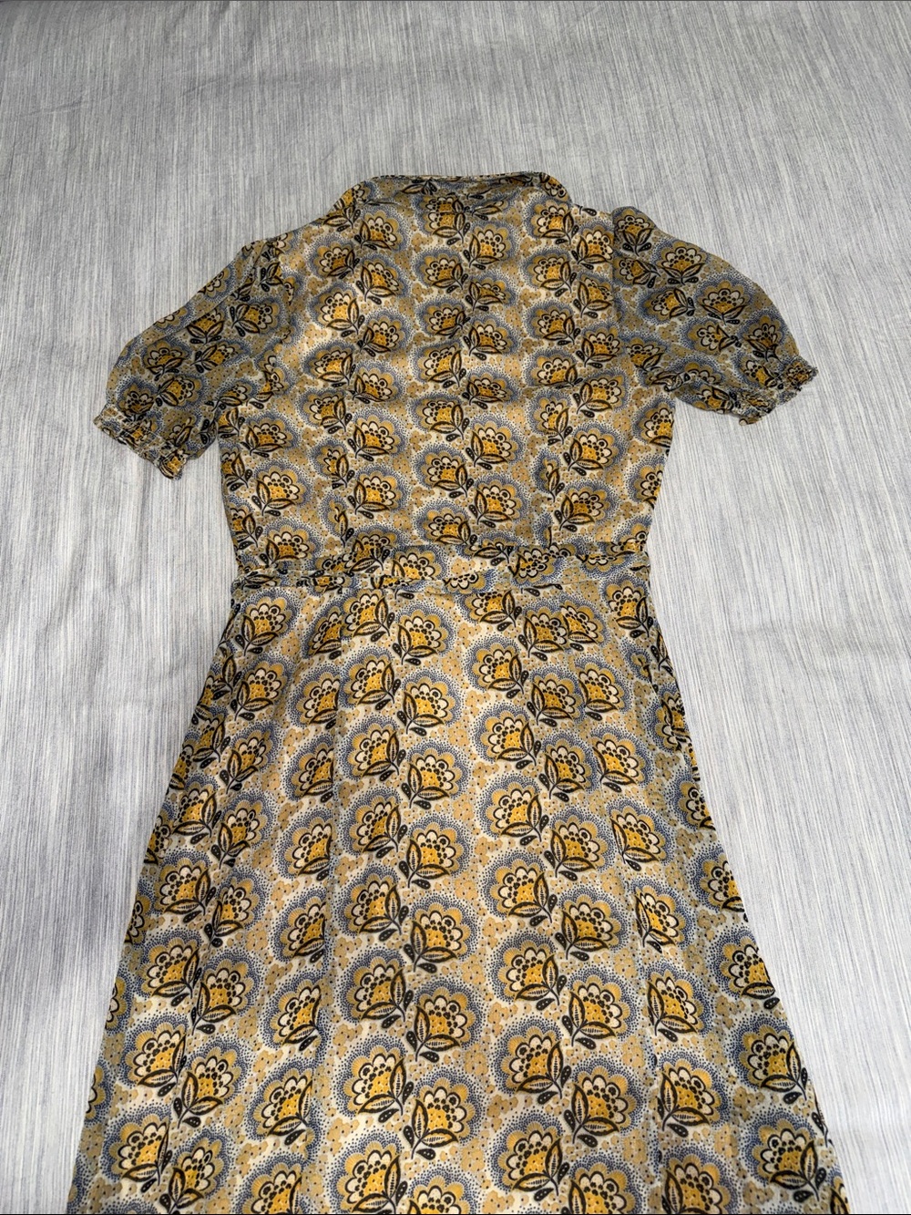 Nordstrom Daniel Rainn DR2 Mustard and Gray Floral Button-Front Maxi Dress - Picture 12 of 12